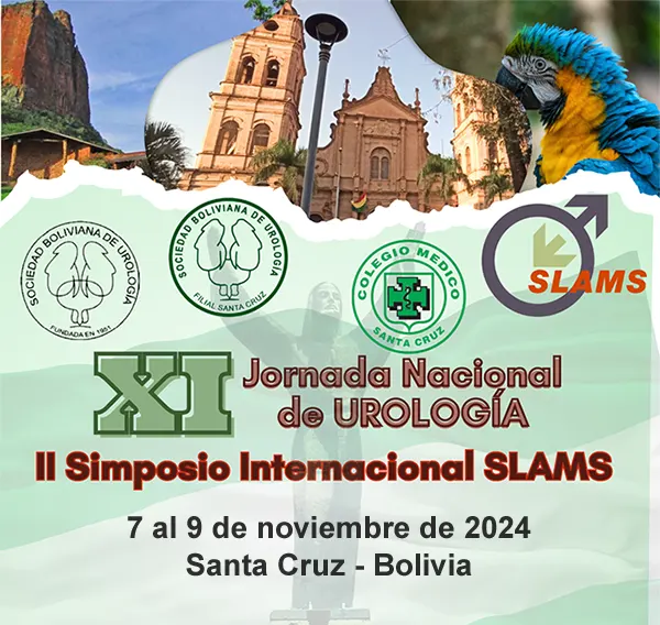 Jornada "La Medicina Sexual 2024". 9 de noviembre de 2024. XI Jornada Nacional de Urologa. II Simposio Internacional SLAMS. 7 al 9 de noviembre de 2024. Santa Cruz - Bolivia. Programa de la Jornada.